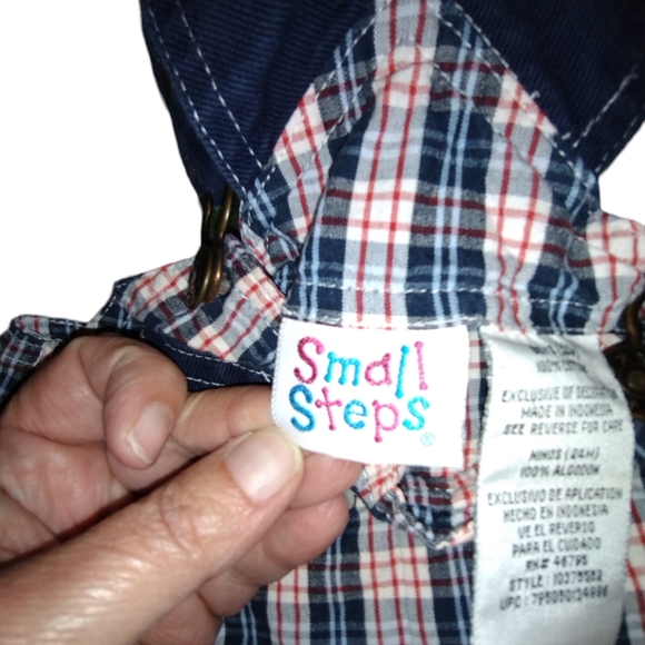 Small Steps Red, white & blue overall plaid shorts! 24 months - summer fun! - Picture 7 of 7